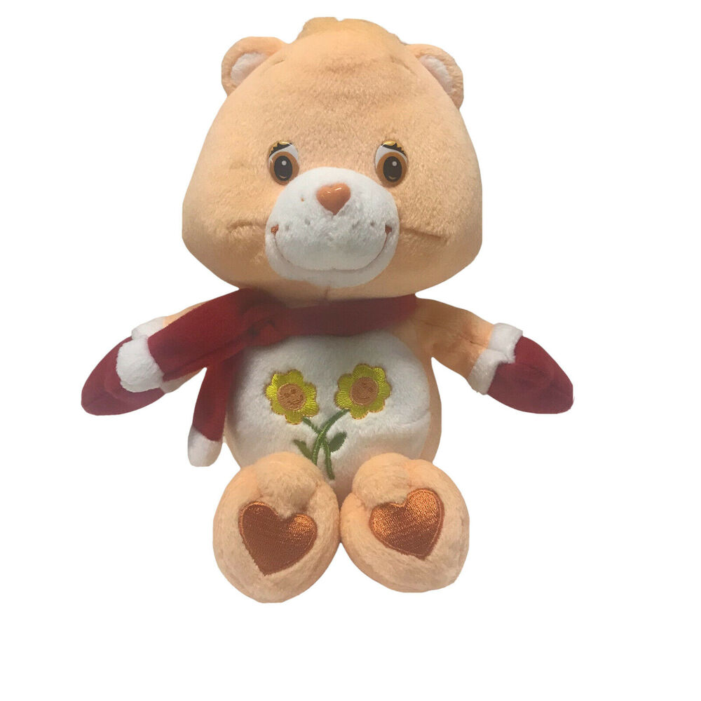 2004 Friend Bear Care Bear Peach Christmas Sings “Jingle Bells” Scarf Plush